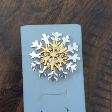 Christmas Snowflake Brooch Pin Silver Gold To...