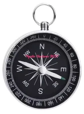 Pocket Compass Outdoors Navigation Compass with Key Ring Aluminum Black
