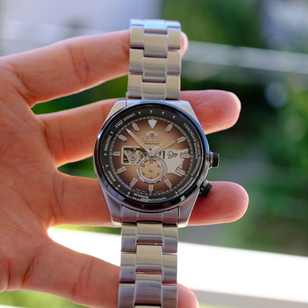 Orient Automatic Watch Men Brown Dial Silver Case… - image 3