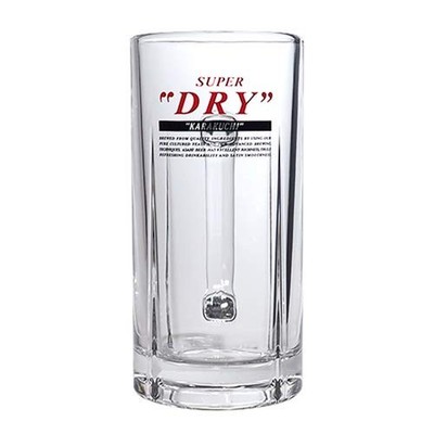 Asahi Super Dry Glass Beer Mug 435mL（14.7oz）Medium Jug Handle Clear Japan New