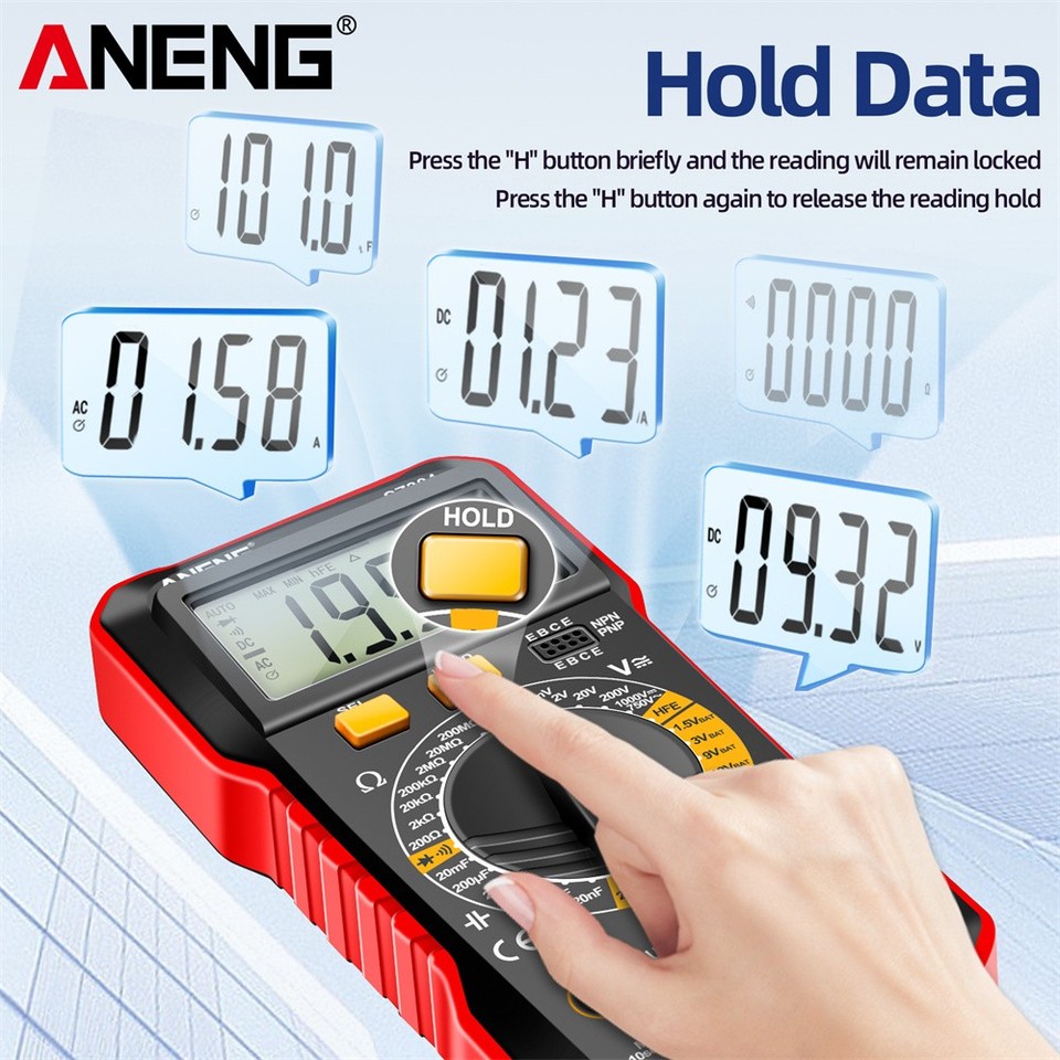 Portable Digital Multimeter AC DC Voltmeter Ammeter Ohmmeter Volt ...