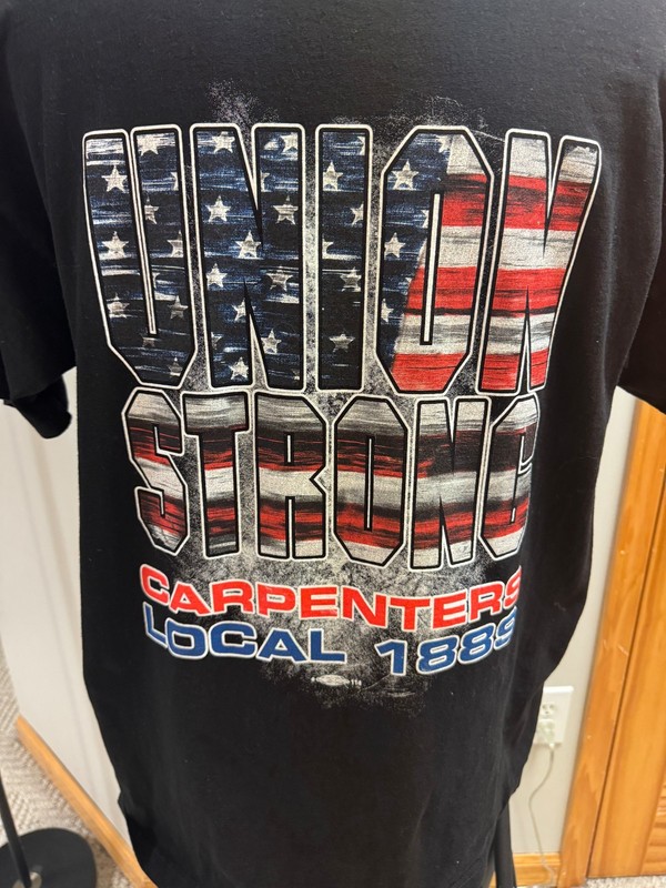 CARPENTERS UNION LOCAL 1889 T-SHIRT XL LISLE ILLINOIS UNION STRONG!