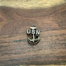 Vintage Amico Sterling Silver 10K Yellow Gold Filled US Navy USN Anchor Rope Pin