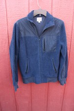 J. CREW Navy Blue Men's Size Small Full-Zip Sherpa Fleece Retro Jacket