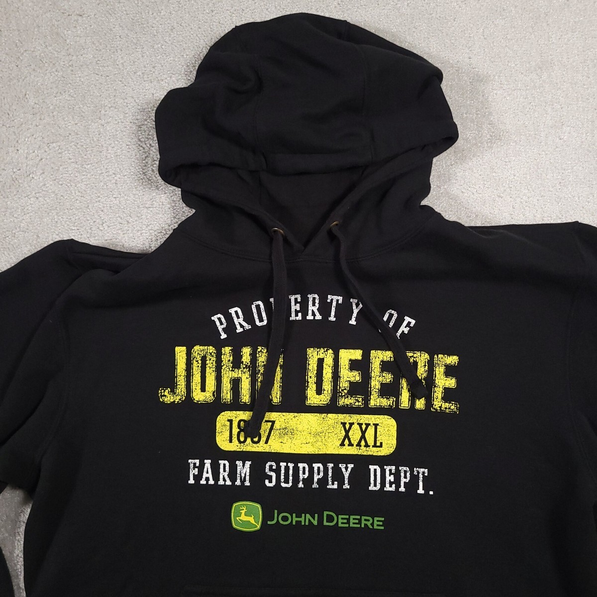 John Deere Black Tractor Flag Hoodie Sweatshirt - Sizes S To 3X, Casual Pullover Hoodie