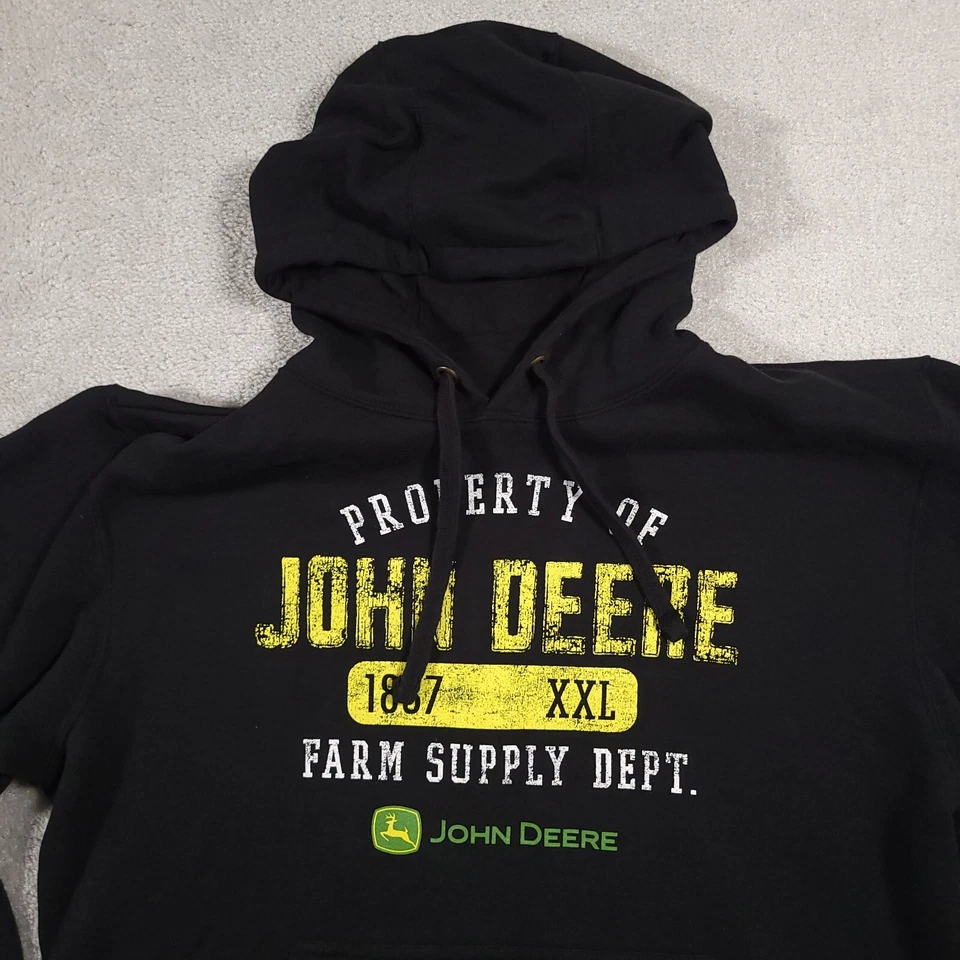 John Deere Hoodie Sweatshirt Mens XL Black Spell Out Deer Farm Outdoor - Image 3 of 4