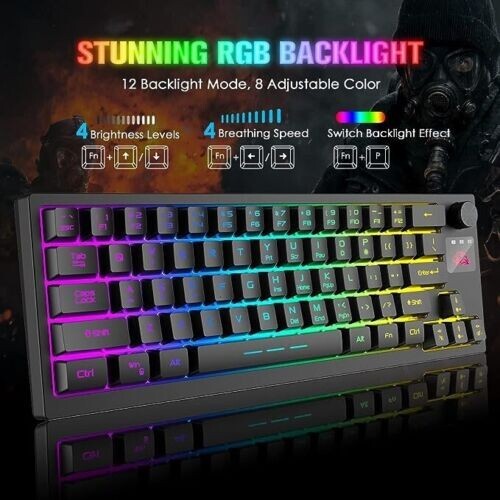 Mini Gaming Keyboard For PC RGB Backlit Ergonomic 62 Key With Mouse And Pad - Picture 3 of 6