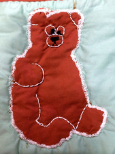 NEW HANDMADE BABY BOY QUILT CRIB BLANKET THROW GREEN/RUST BEARS PIECED