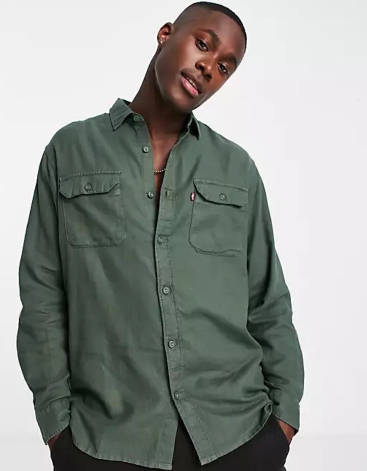 Levi's Men's Classic Worker Relaxed Fit Overshirt SizeXL, Olive Green New