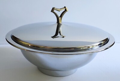 Vintage Kromex Covered Serving Dish - 11.5'' Mid-Century Modern Amazing Condition