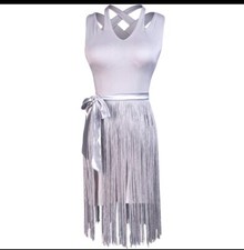 Silver Latin dance dress competition women salsa tango dance costumes samba