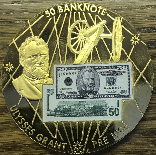 AMERICAN MINT Proof 50 Banknote Ulysses Grant Inlay Copper Layered In