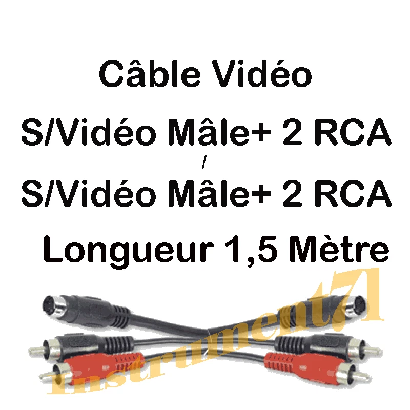Câble S/Vidéo Mâle vers S/Vidéo Mâle + 2 RCA Mâle Mâle Repérées Long 1,5 M - Photo 1/1