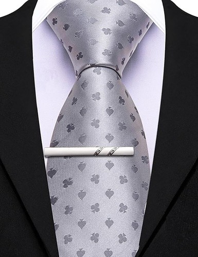 CLASSIC MEN SILK TIE NECKTIE + TIE CLIP WOVEN JACQUARD BUSINESS FORMAL NECK TIE - Picture 5 of 13
