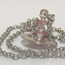Vivienne Westwood Necklace Tiny Orb Silver Pink w/drawstring EJ831