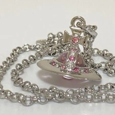 Vivienne Westwood Necklace Tiny Orb Silver Pink w/drawstring [EJ831