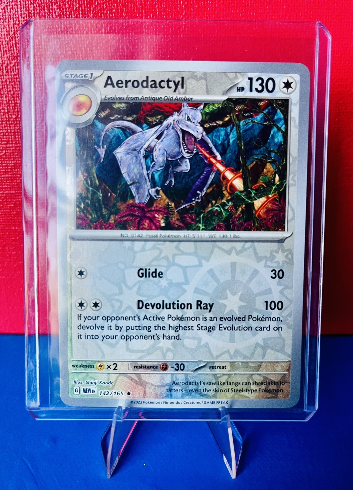 AERODACTYL 142/165 151 POKEMON (HOLO, NM) ENGLISH Rare Fossil Pokémon Card 🔥