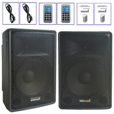 2 STARAUDIO PA Audio Speaker SD Card Powered Karaoke Bluetooth DJ Party Speakers
