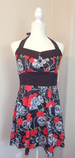 Day of the Dead Halloween Dress Costume Floral Skull Print Medium Excellent Cond