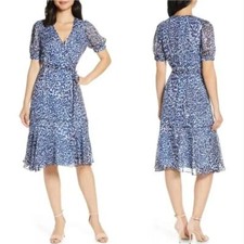Eliza J Leopard Print Faux Wrap Dress in Blue Lyst plus size 20W