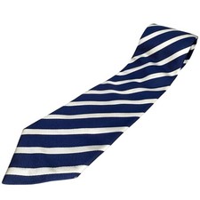 Zadi Andrews Ties Silk Repp Neck Tie Italy Blue White Stripe Preppy Long 64"x4"
