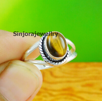 Tiger'e Eye Gemstone 925 sterling silver handmade Gift Ring US size 5 to 10