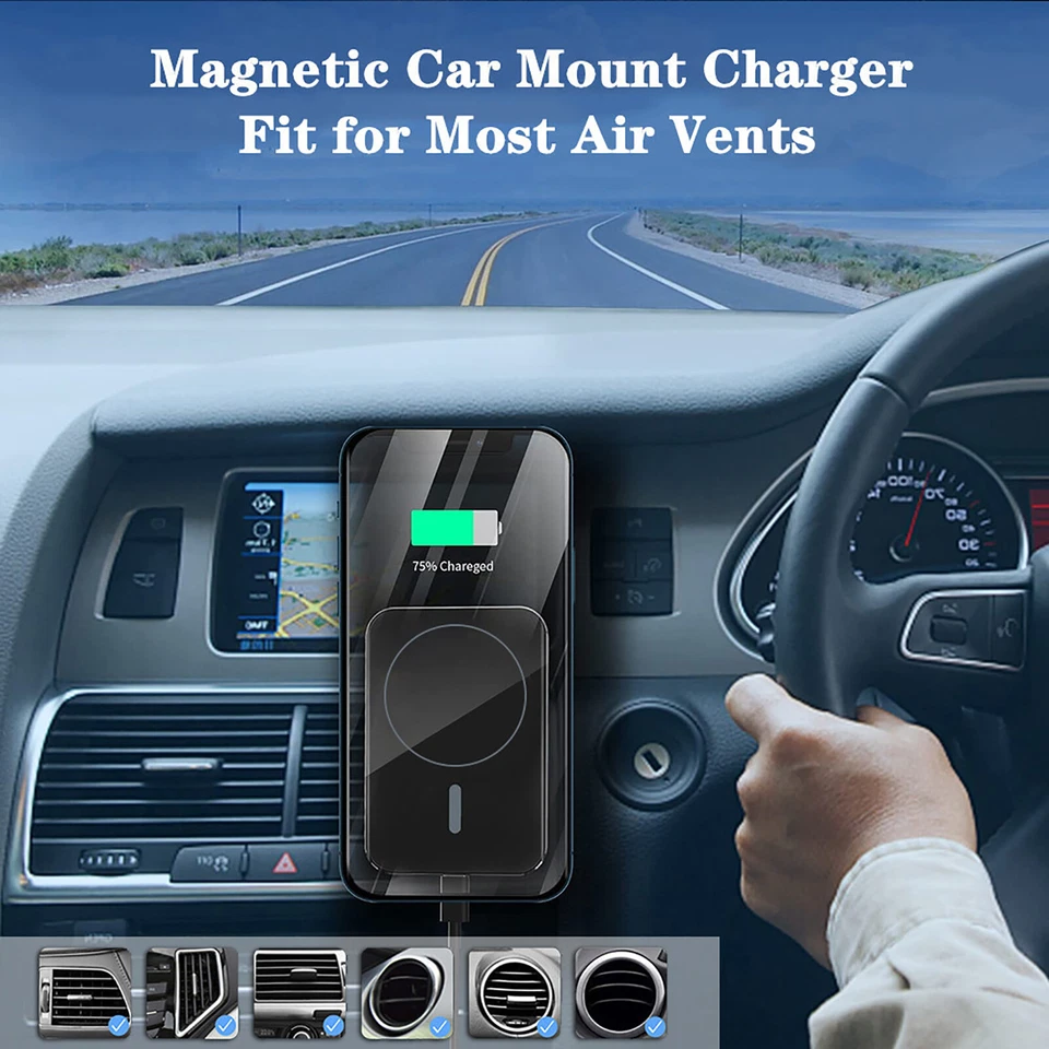 15W Wireless Magnetic Charger Car Mount Holder for iPhone 13 14 15 16 17 Pro Max - Image 2 of 4