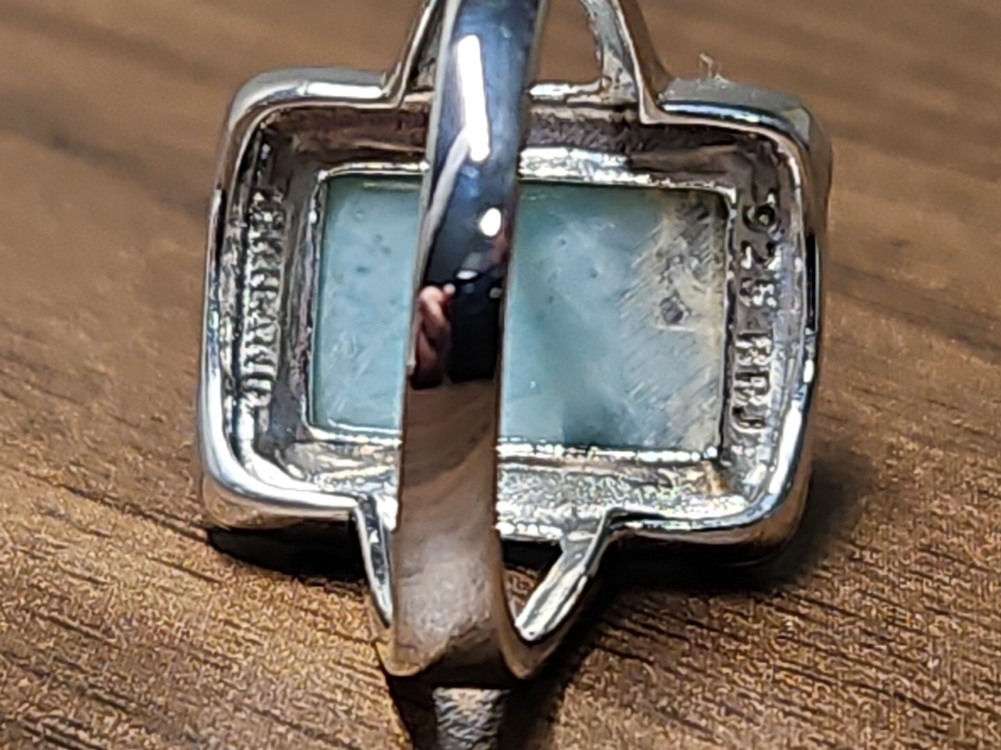 Womans Ring Rectangular Light Blue Stone Sterling… - image 8