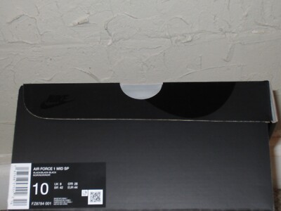 Supreme x Nike Air Force 1 Mid SP Black Men's Size 10 NEW! FZ8784