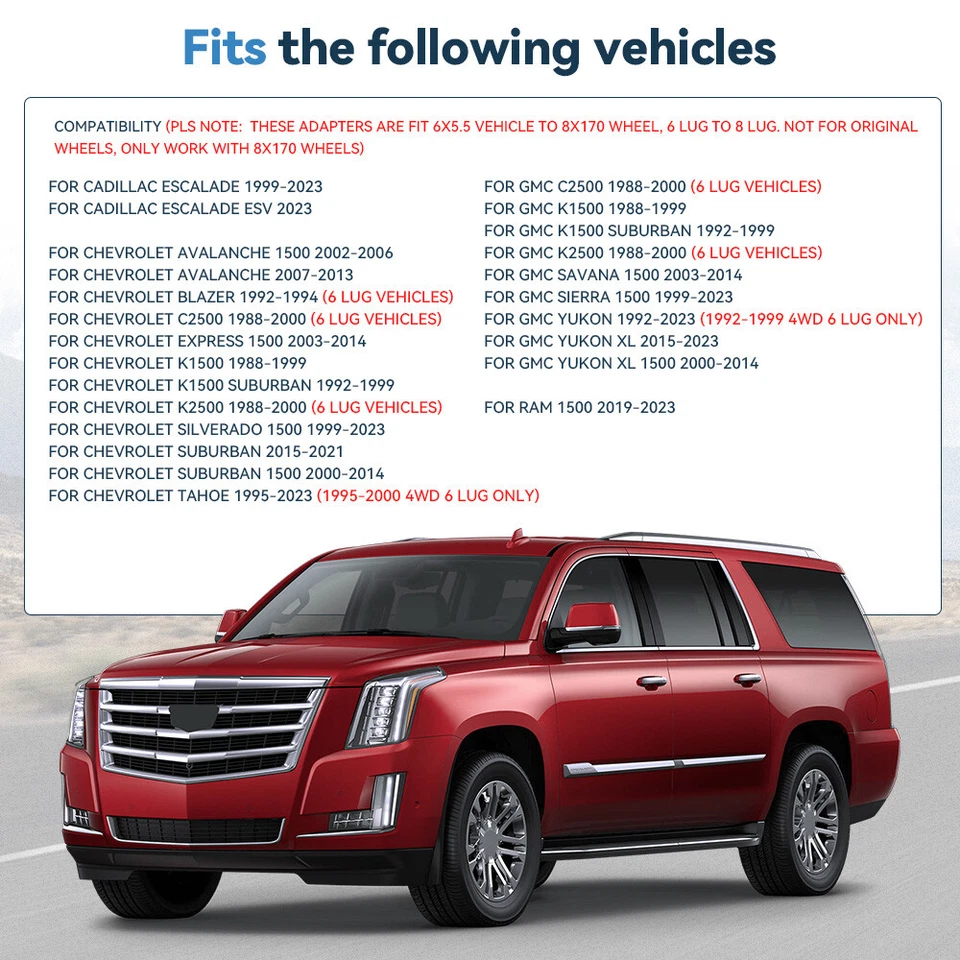 Adaptadores de rueda 4P 2" 6x5,5 a 8x170 14x1,5 para Chevy 6 tacos convertidos a Ford 8 tacos Foto 3 de 4