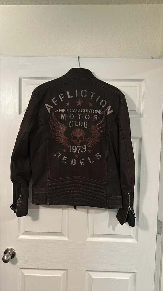 affliction leather jacket - Image 2 of 4