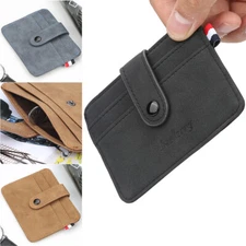 Mens ID Card Case Ultra Slim Front Pocket Wallet With Hasp Minimalist Wallet USA
