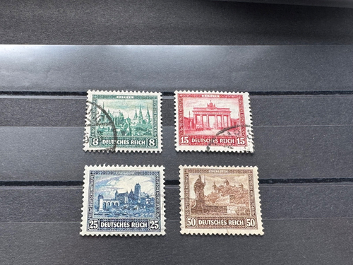 DR Mi-Nr. 450-453 gestempelt, Markenbild sehr gut sichtbar, da zart gestempelt