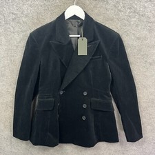 Allsaints Jacket Womens 10 Black Sevenh Cord Blazer Corduroy Suit Overcoat