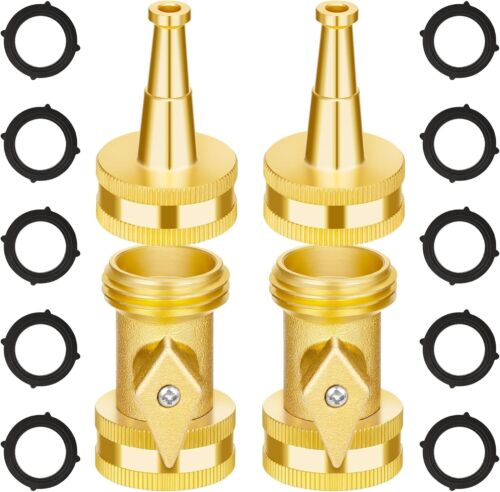 Brass Hose Nozzle - High Pressure Jet Nozzle, 4 Count, 3/4” GHT for Garden Hose
