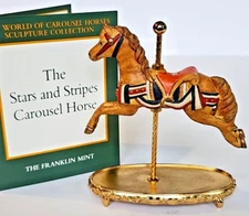 Vintage Franklin Mint World Of Carousel Horses Stars And Stripes Gold COA M1049