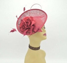 M8184 Burgundy Kentucky Derby Church Wedding Easter Tea Party Sinamay Fascinator