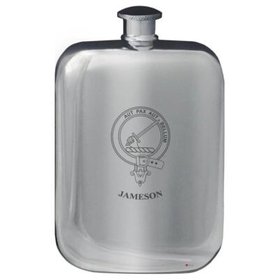 Jameson Family Crest Design Taschen Flachmann 6oz abgerundet poliert Zinn