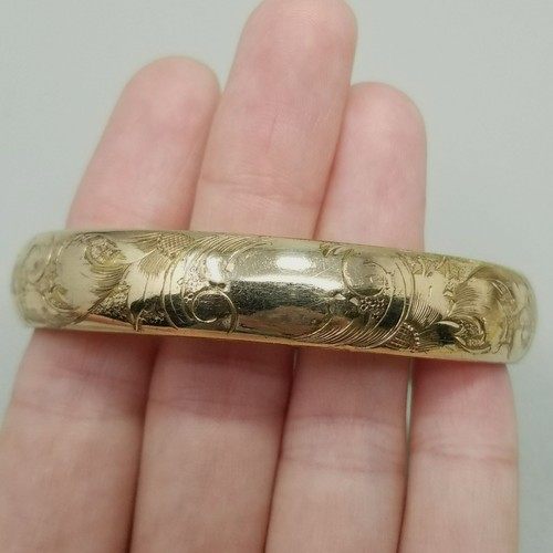 Bracciale Vintage Oro Giallo Riempito Cerniera Inciso Amato - Foto 13 di 14