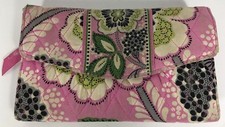 Vintage Vera Bradley Pink Floral Design Quilted Fabric Clutch