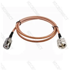 UHF PL259 Male to SO239 Female RG400 Jumper Coaxial Cable For Antenna Cable 6ft