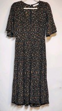 Faithfull The Brand Midi Dress Melia Ditsy Floral La Contrie Print Black Size XS