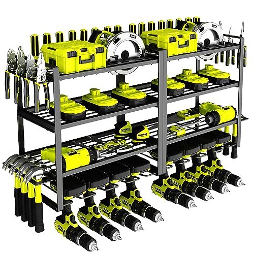 KAFAHOM Power Tool Organizer, 8 Drill Holder Wall Mount, 4 Layers