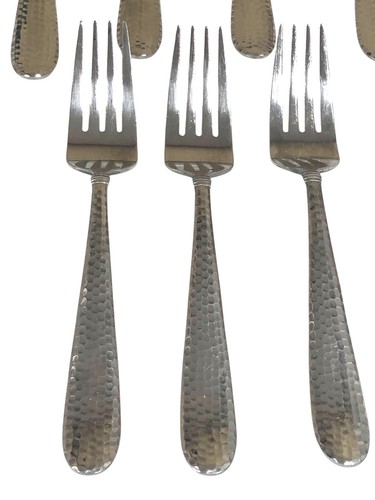 Mikasa 21 Piece Elyson-Ellyson Hammered Stainless Steel 18/0 Fork knives spoon - Picture 15 of 22