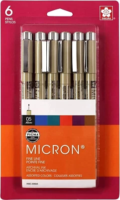 SAKURA PIGMA MICRON 05 Fine Line Pen Set .45mm - Assorted Colors #30065