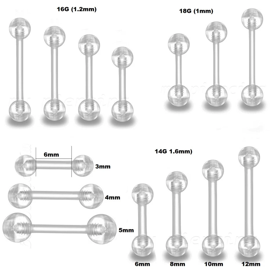 6 шт. Bio Flex штанга прозрачный мяч Tragus хряща соска кольцо фиксатор - Изображение 4 из 4