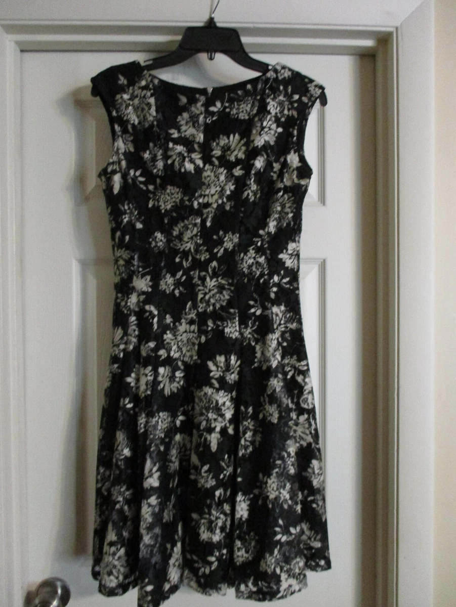 Danny & nicole sleeveless lace floral fit & flare dress top