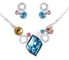 Birthday Swarovski Element Gold Plated Necklace Set Gift Boxed UK