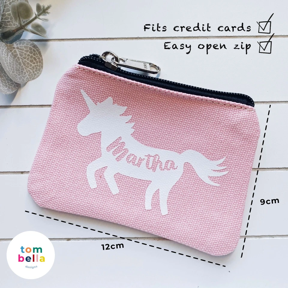 Personalised Kids Coin Purse Unicorn Girls Pocket Lunch Money Wallet Childrens - Image 2 of 4