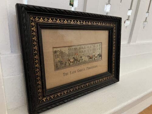 ANTIQUE FRAMED STEVENGRAPH SILK, “The Lady Godiva Procession” C1870 - Picture 2 of 5